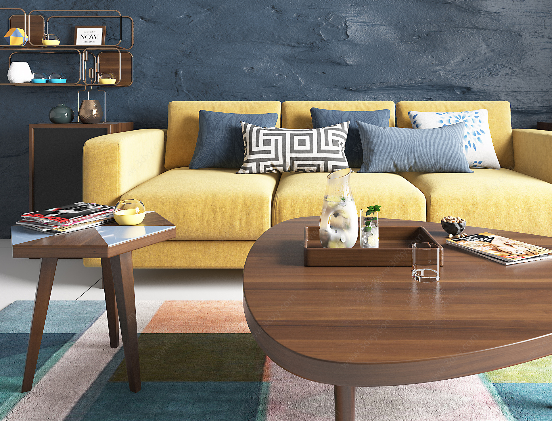 轻奢客厅沙发组合3D模型