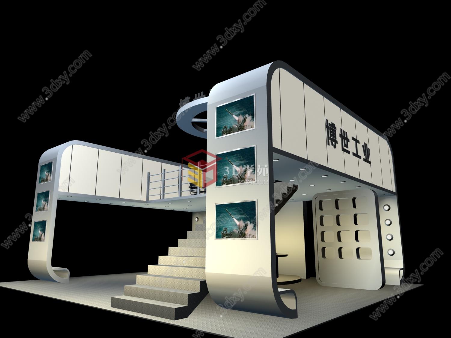 双层带楼梯科技展厅3D模型