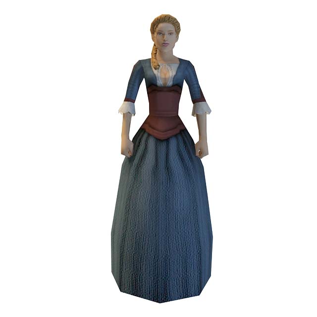 蓝裙子女人3D模型