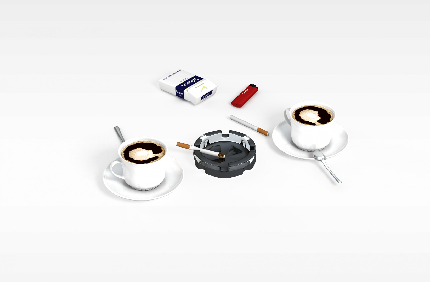 咖啡香烟打火机3D模型