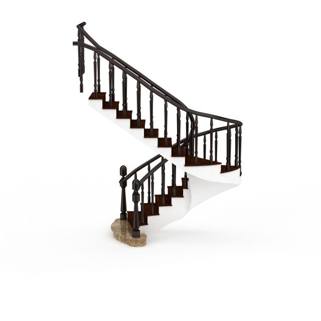 3d圆形实木楼梯模型
