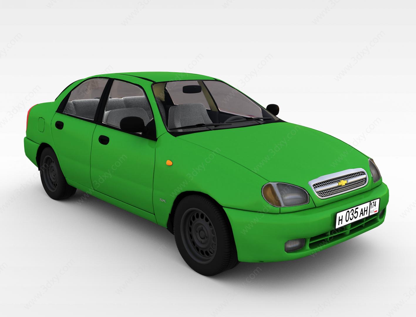3d绿色轿车模型