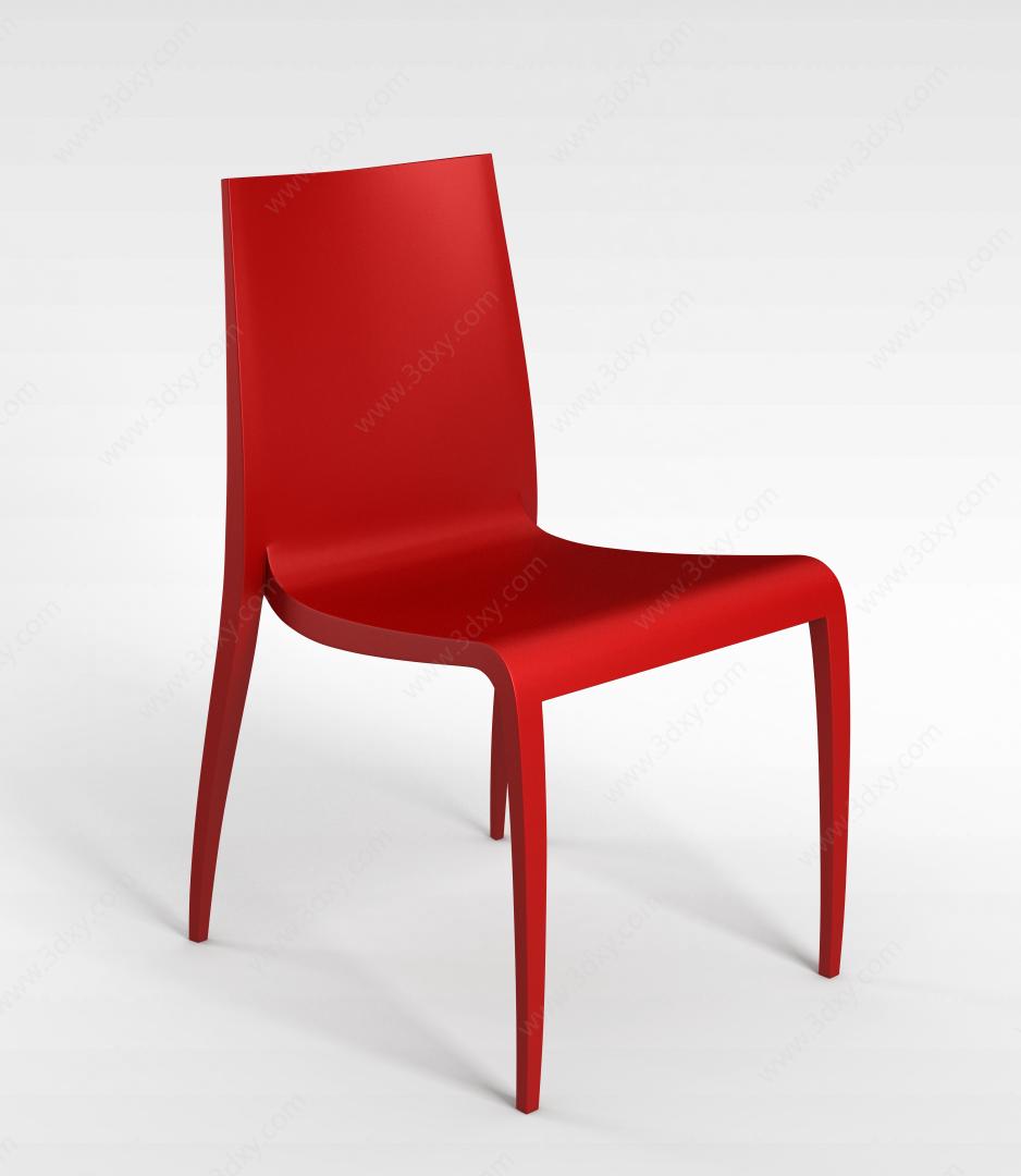 现代简约红色椅子3d模型