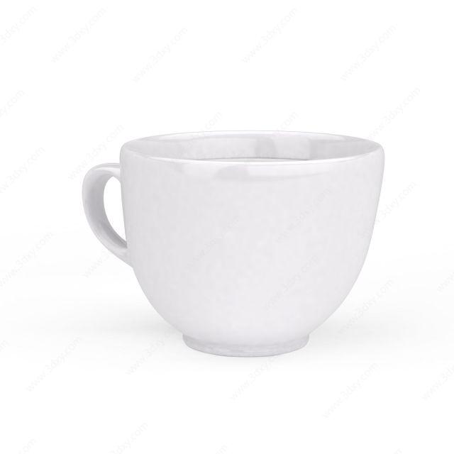 3d简约白色陶瓷水杯咖啡杯模型