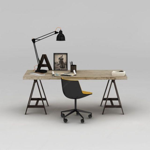 3d北欧小书桌椅模型