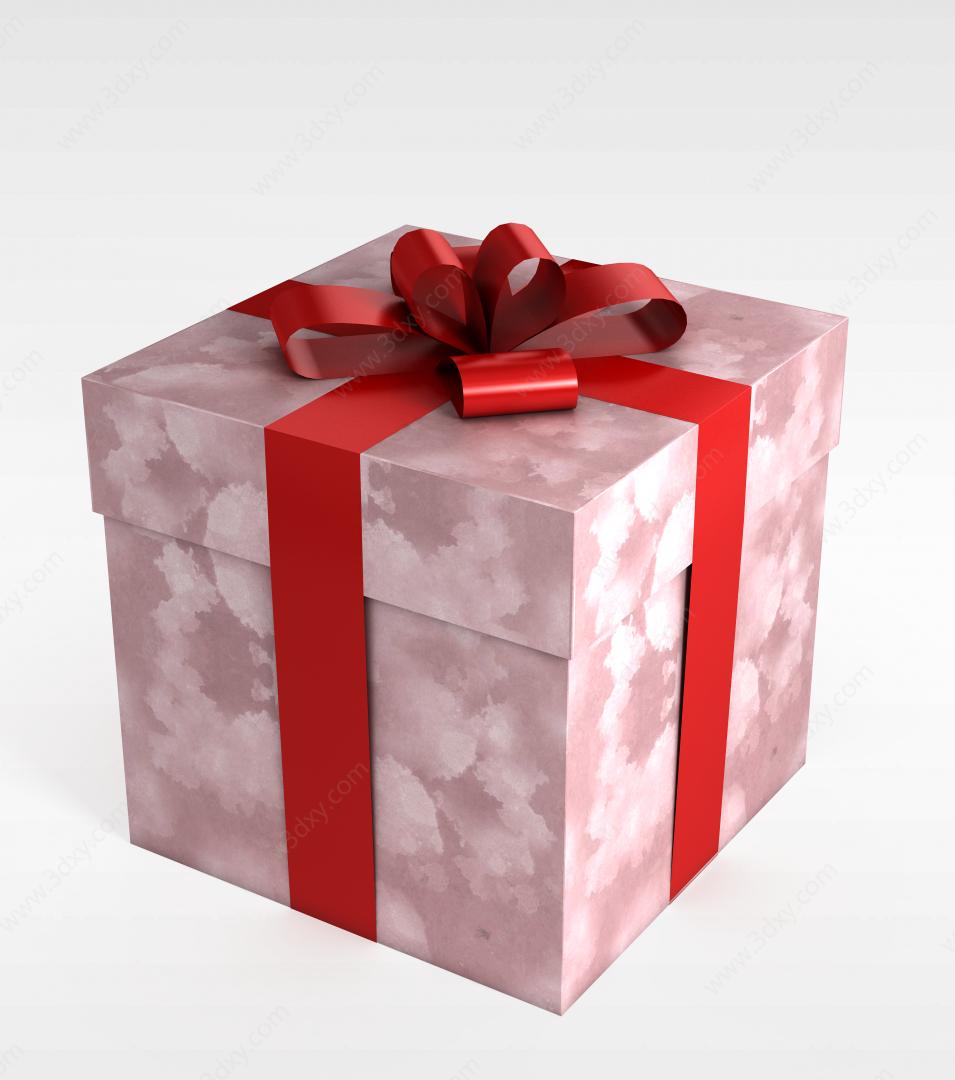 3d粉色礼物盒模型