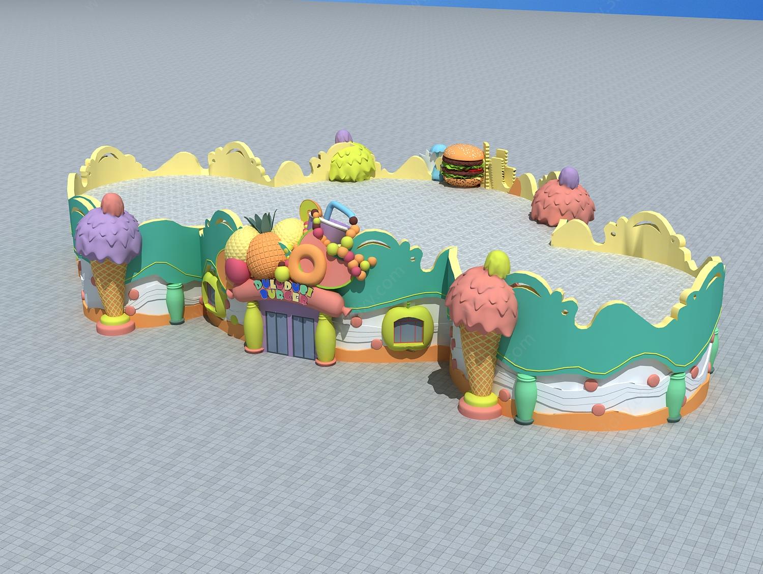 3d游乐园甜品屋模型
