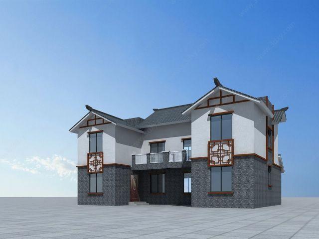 中式别墅房子模型