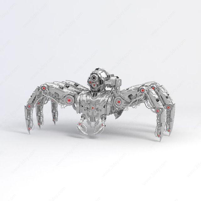3d金属机械蜘蛛模型