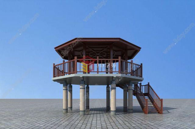 户外建筑3d模型下载 园林景观小品3d模型下载 原创观景台眺望塔3d模型
