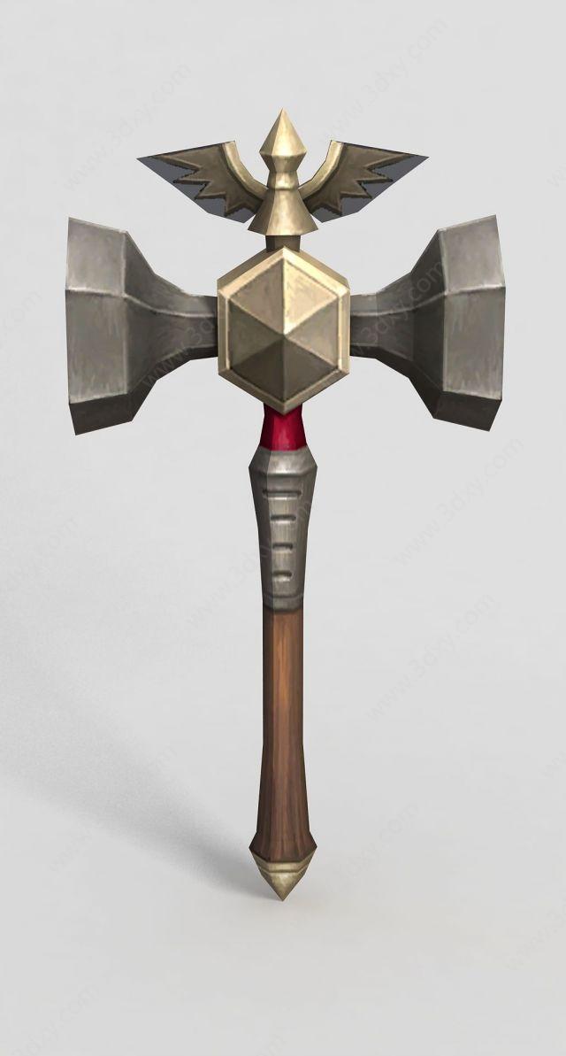龙之谷武器斧头锤子3d模型  关键词:3d龙之谷模型3d游戏模型3d游戏