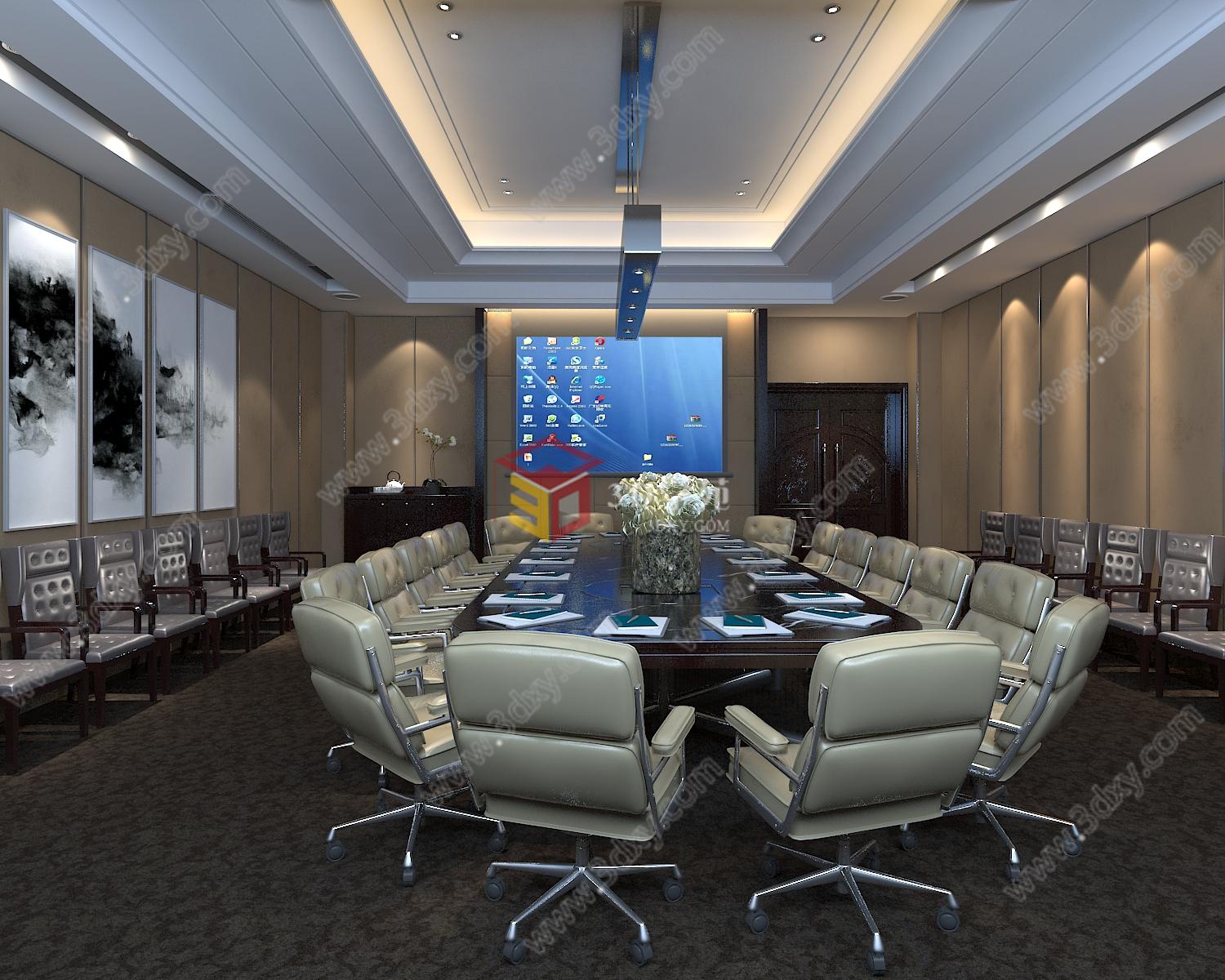中式会议室3D模型