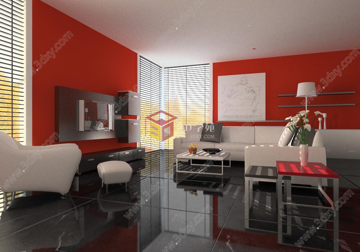 红色客厅3D模型