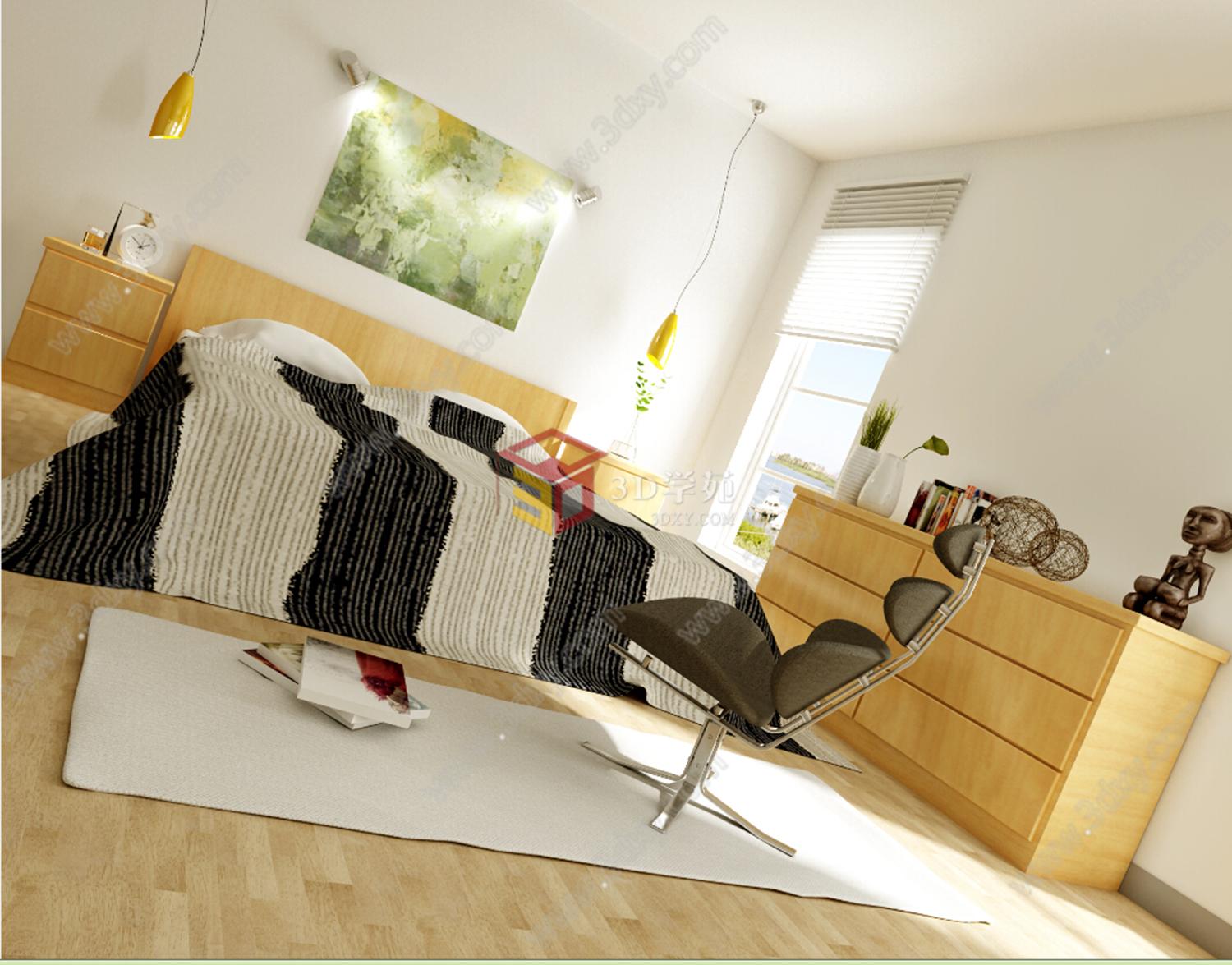现代温馨卧室3D模型
