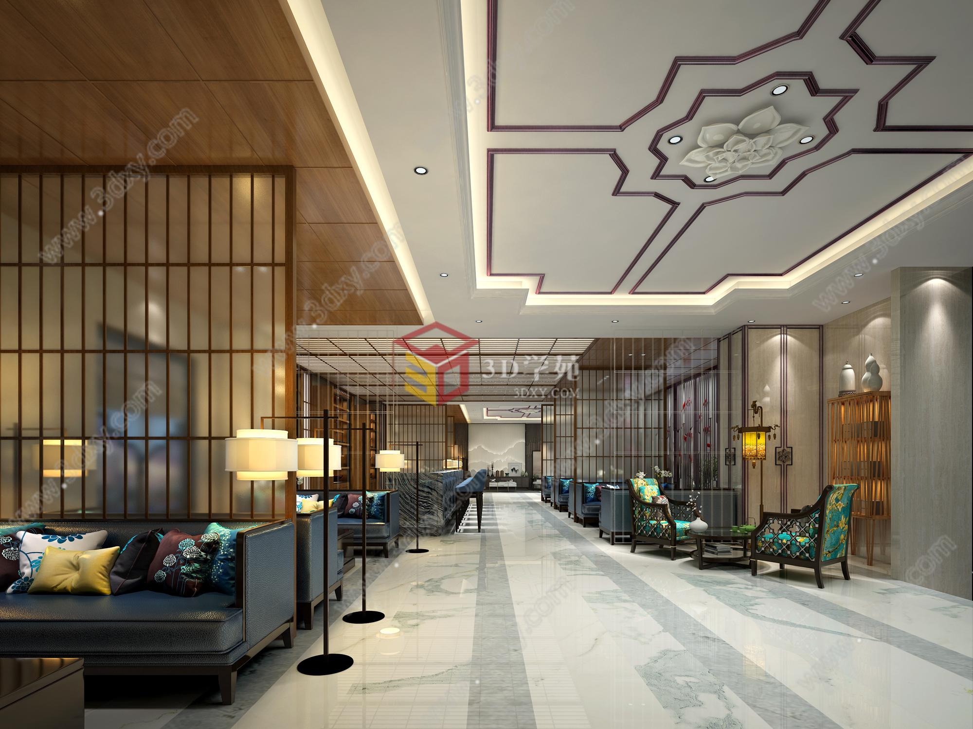 新中式酒店水吧区3D模型