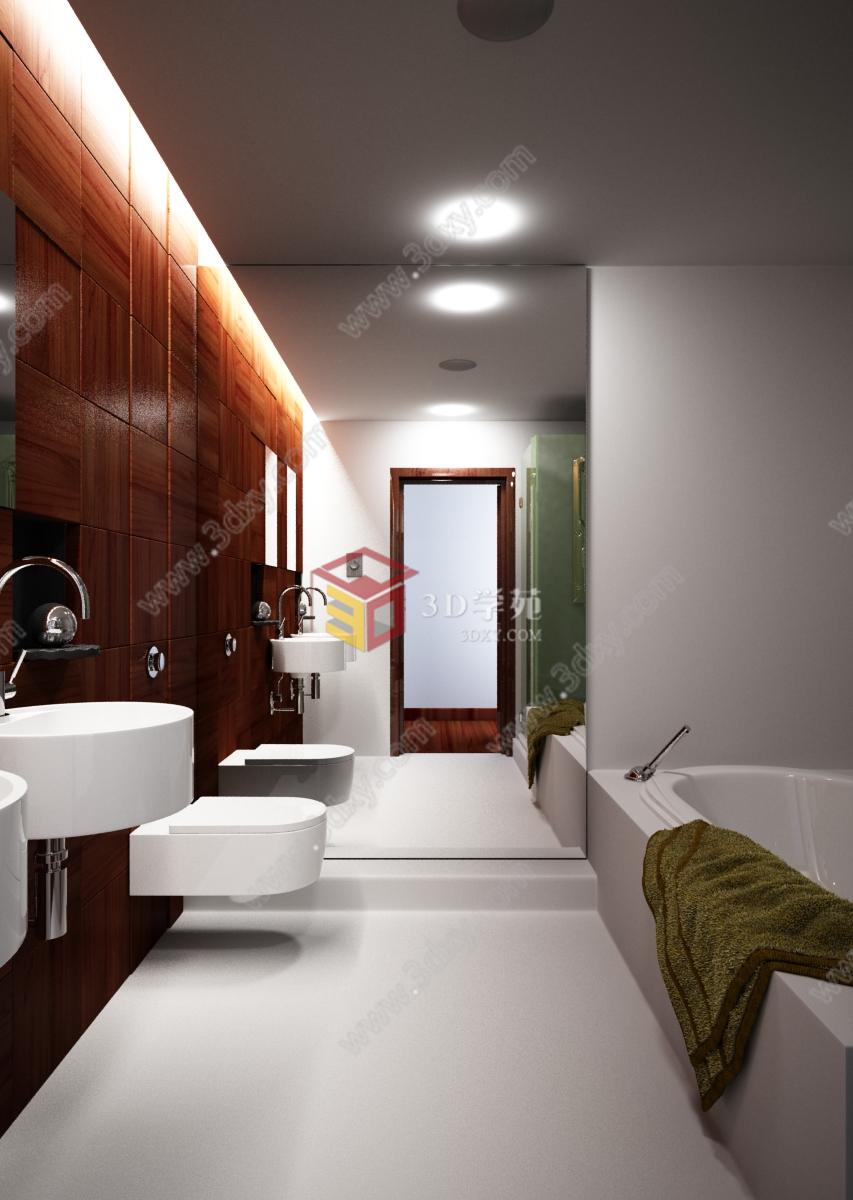 现代卫浴洗手间浴缸3D模型