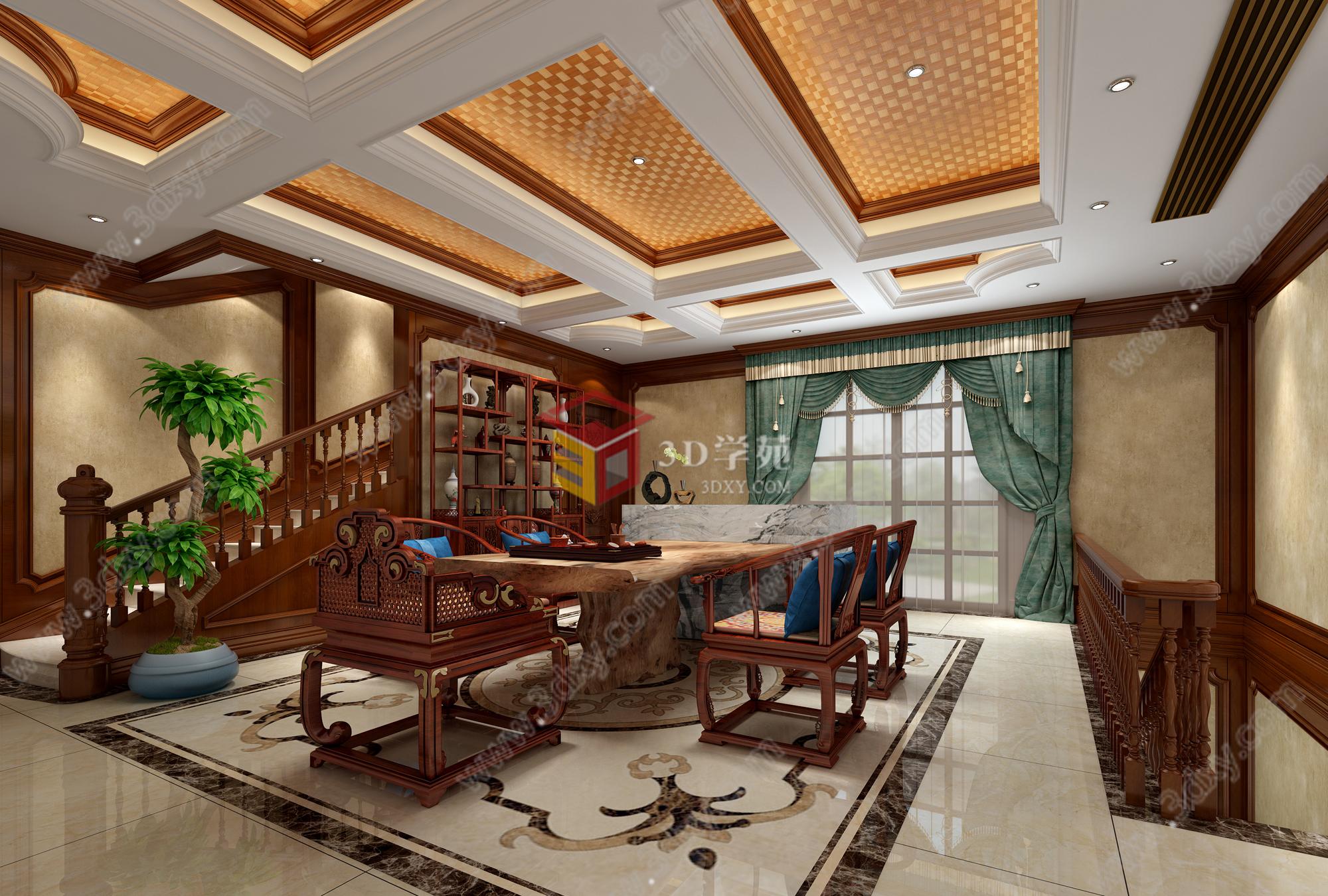 新中式豪华客厅3D模型