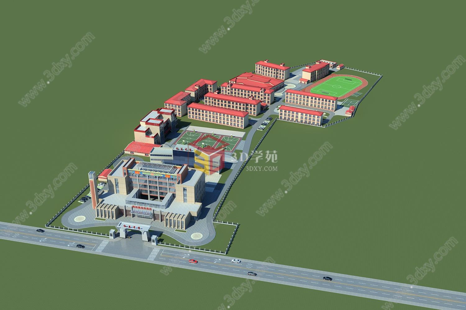 藏族中学规划3D模型
