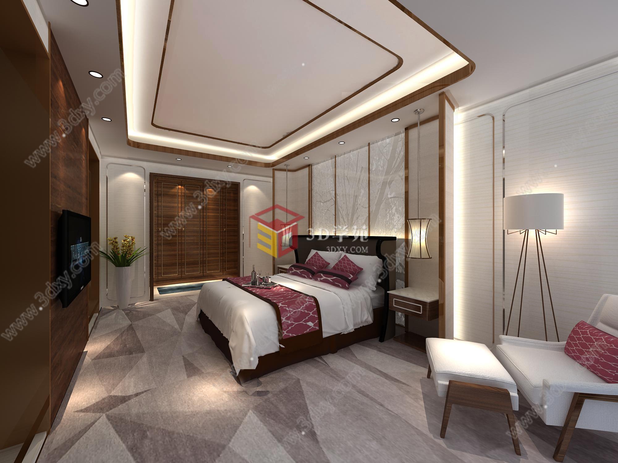 酒店卧室3D模型