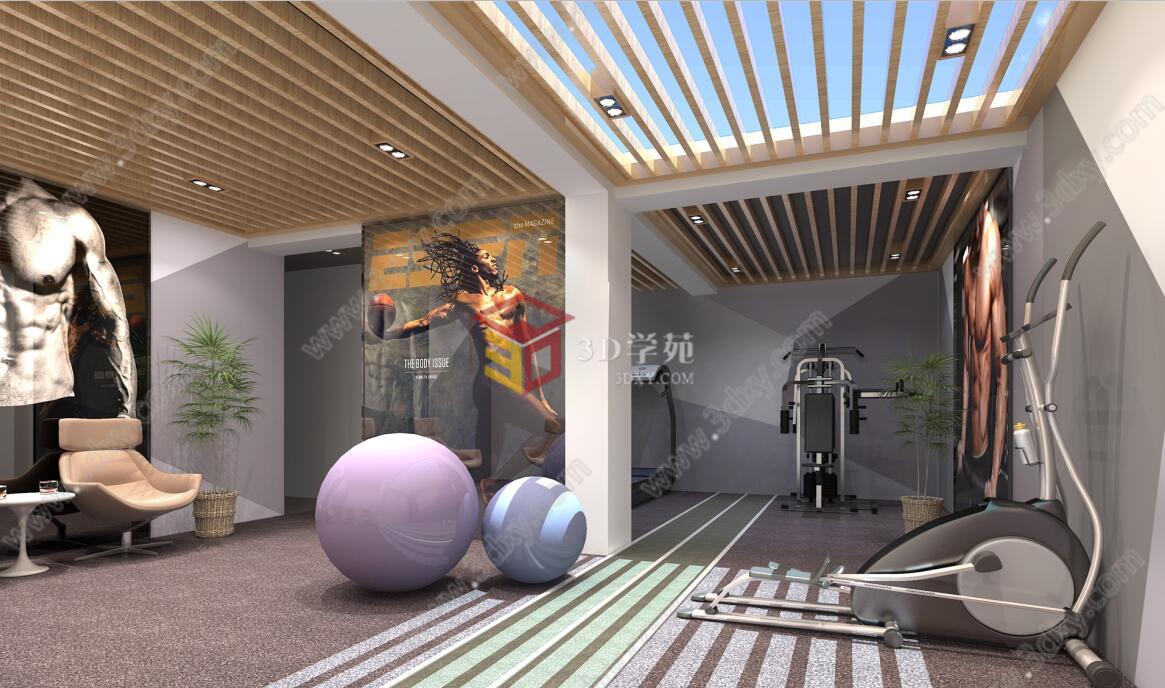 北欧风格健身房3D模型