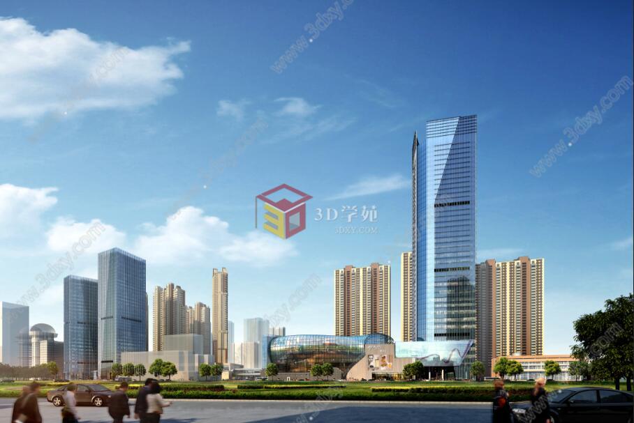 城市办公楼小区建筑鸟瞰3d3D模型
