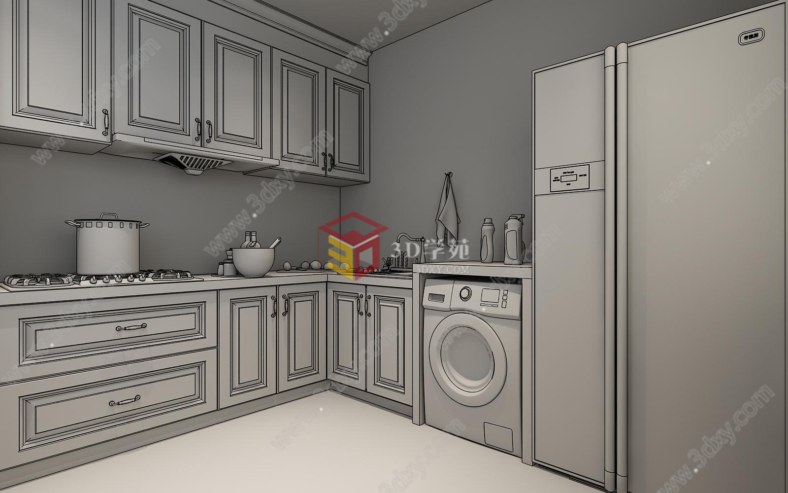 北欧简约厨房3D模型