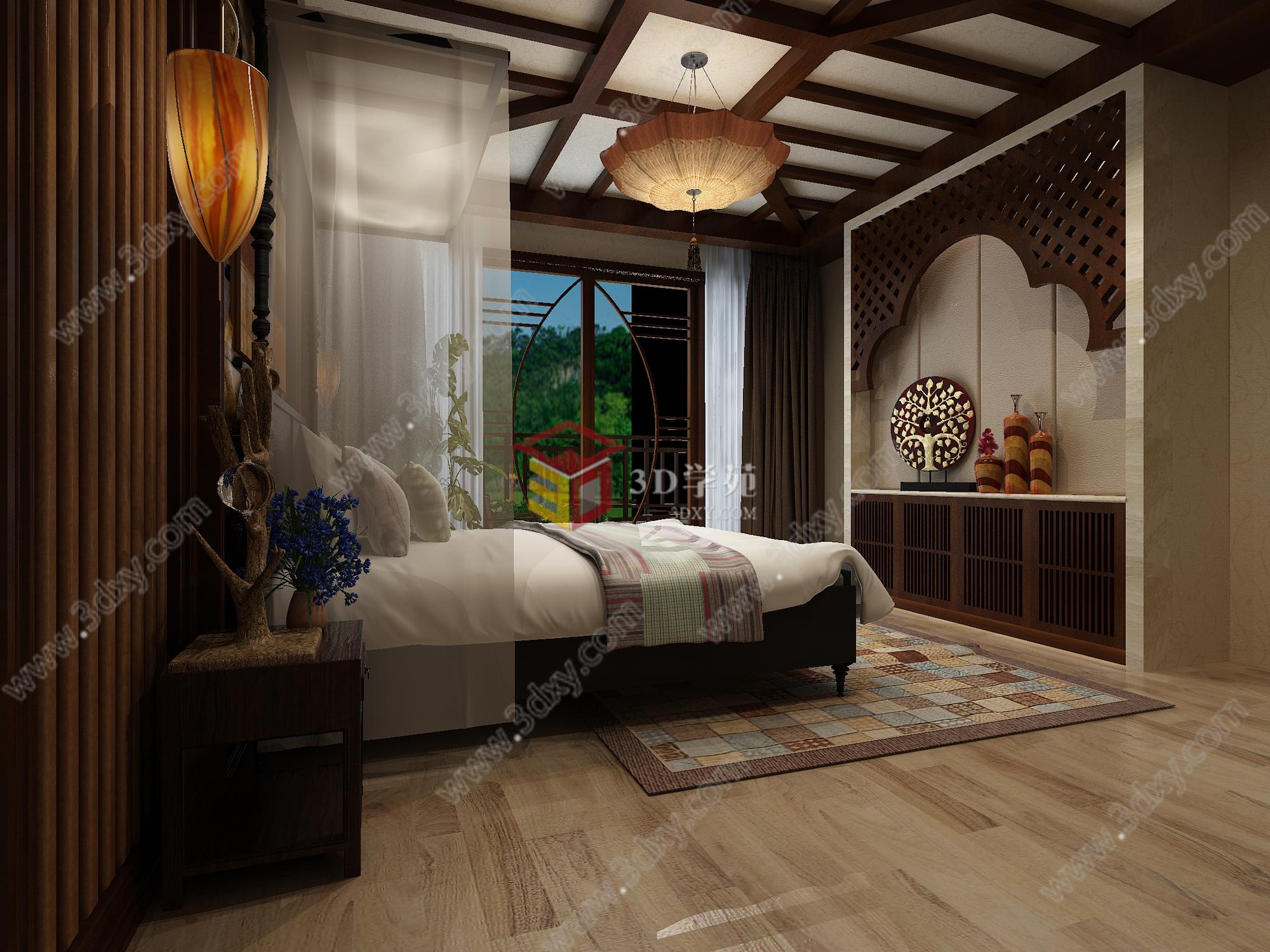 东南亚风格卧室3D模型