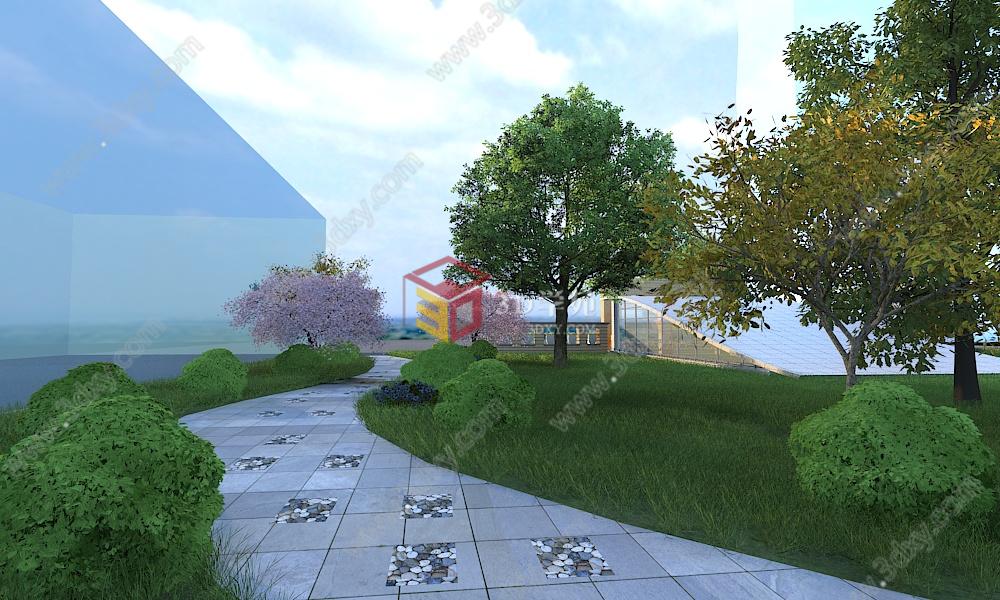 景观欧式凉亭林间小路3D模型