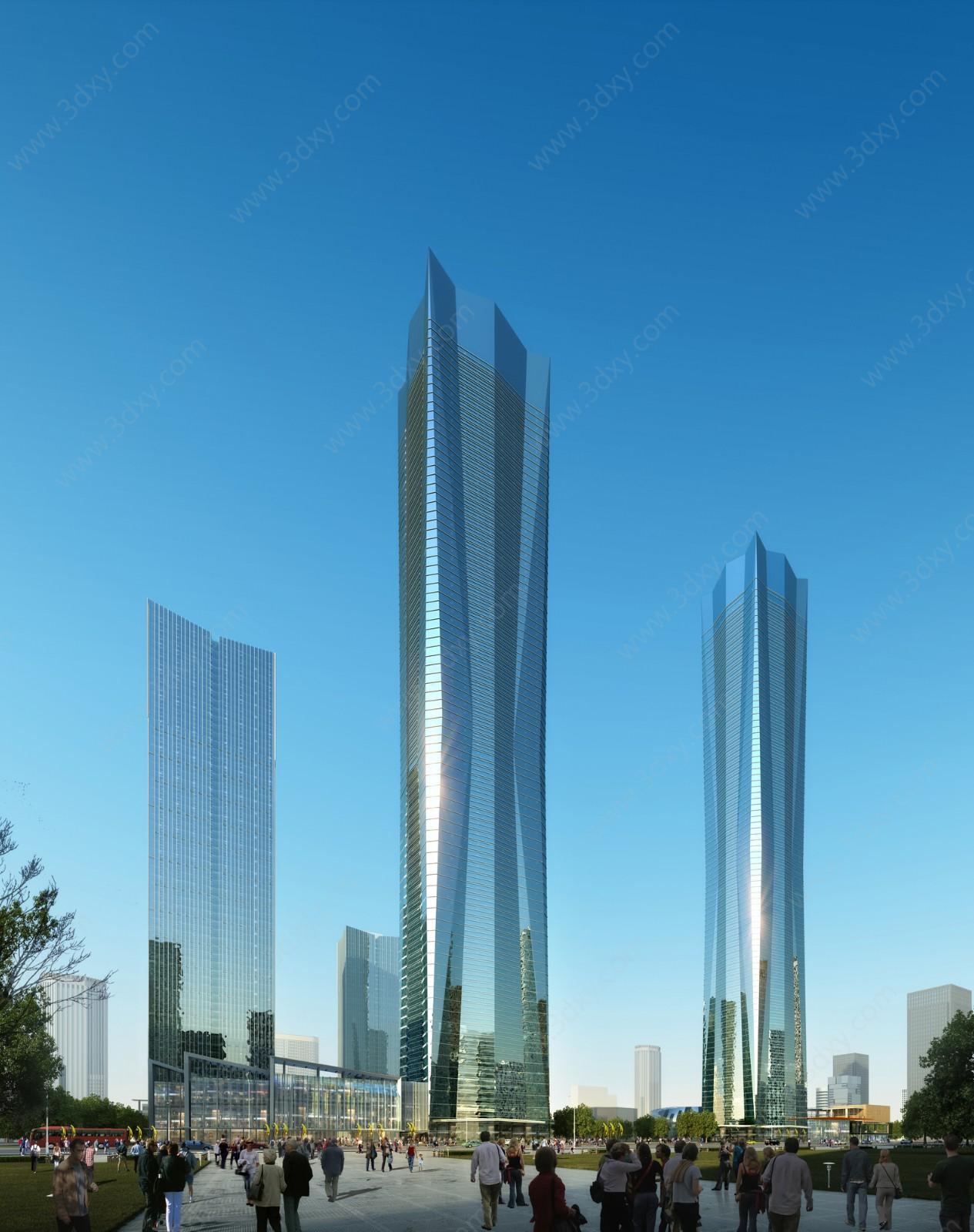室外高层建筑大厦3D模型