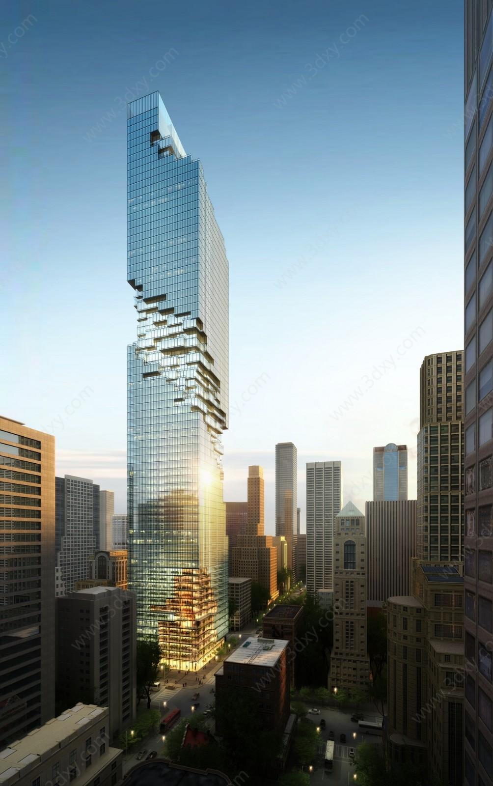 室外高层建筑大厦3D模型