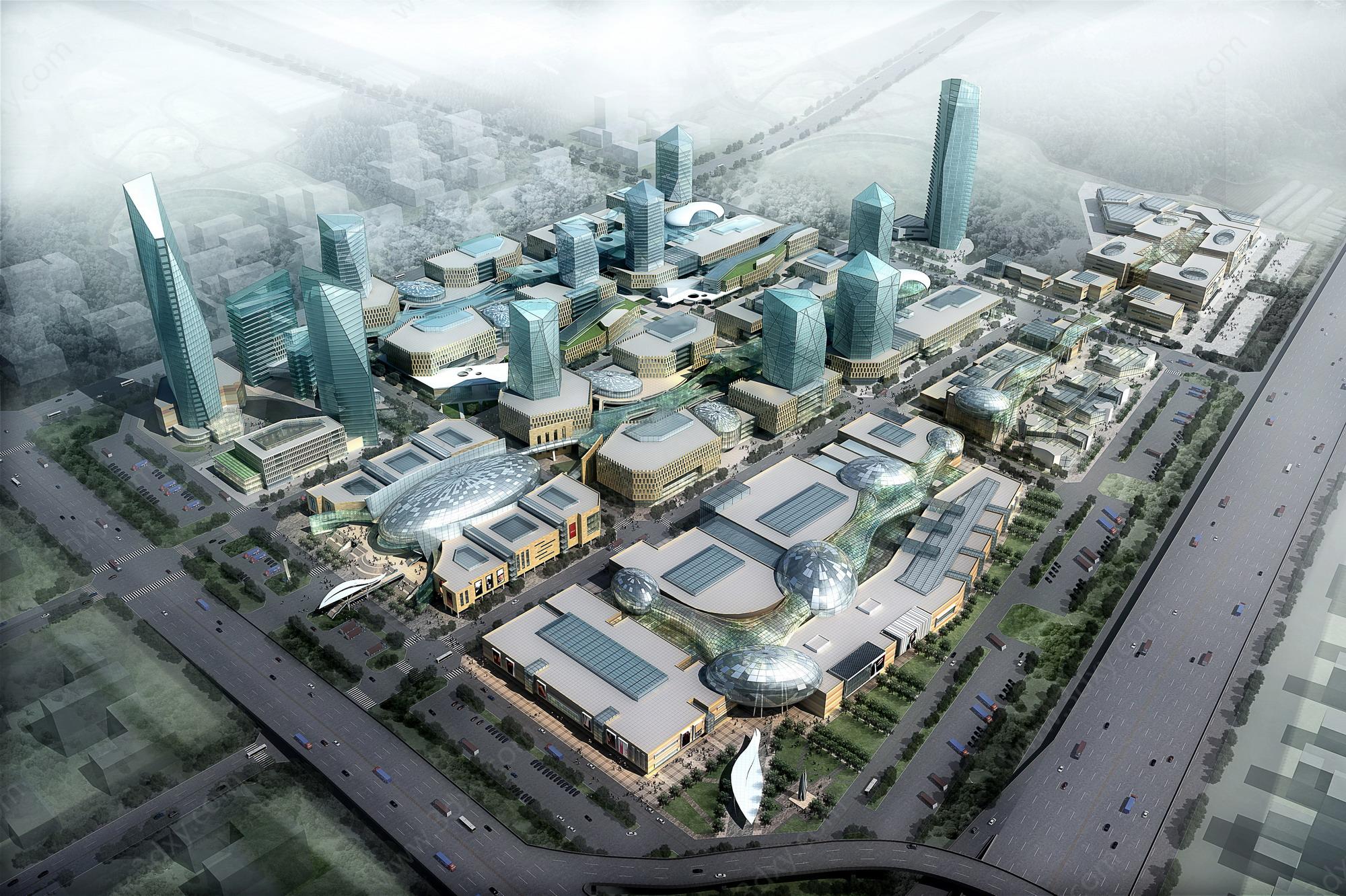 鸟瞰城市规划3D模型