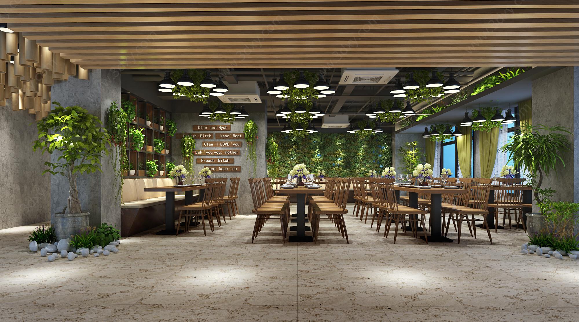 绿植餐厅3D模型