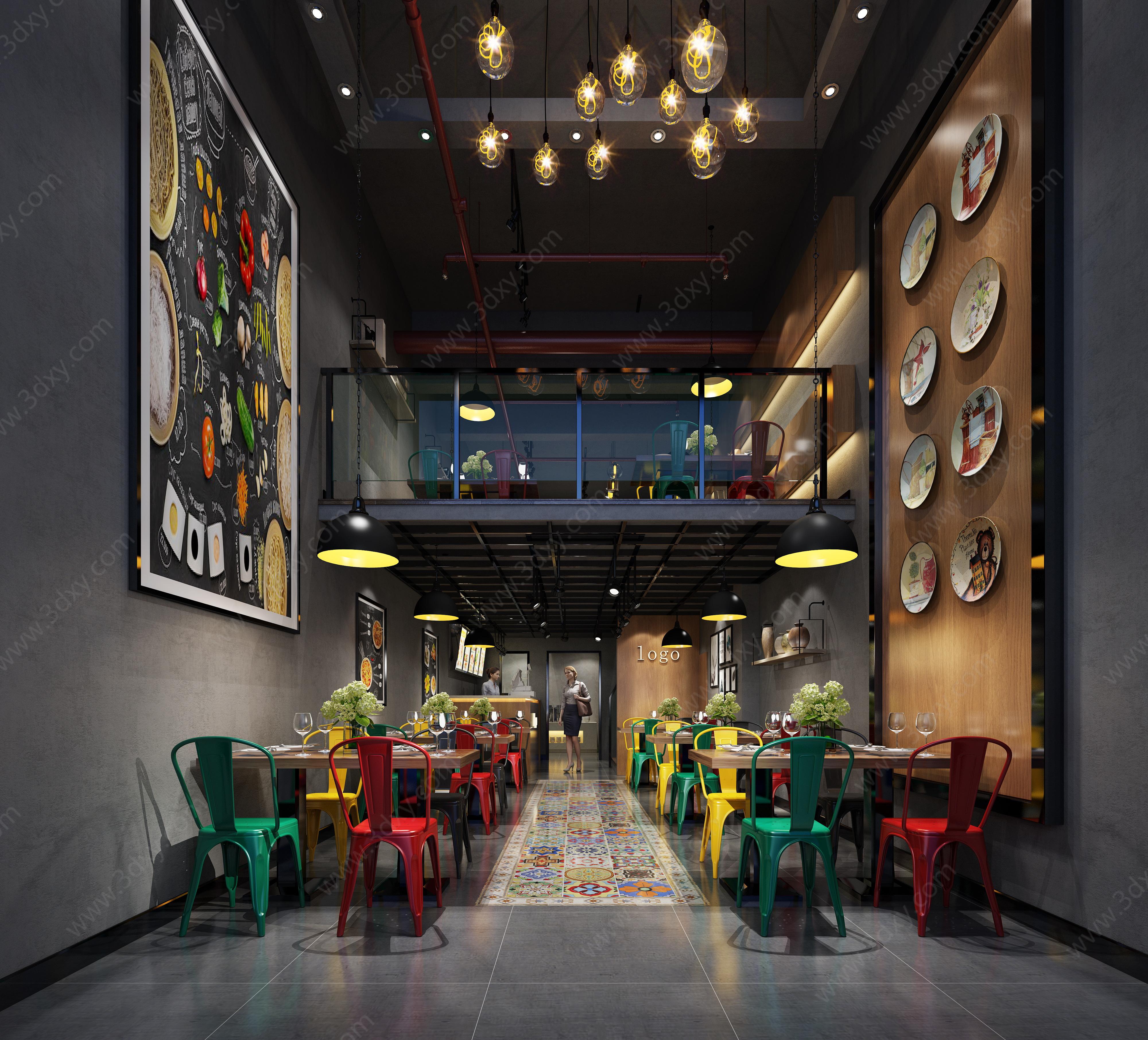 loft美食餐厅3D模型