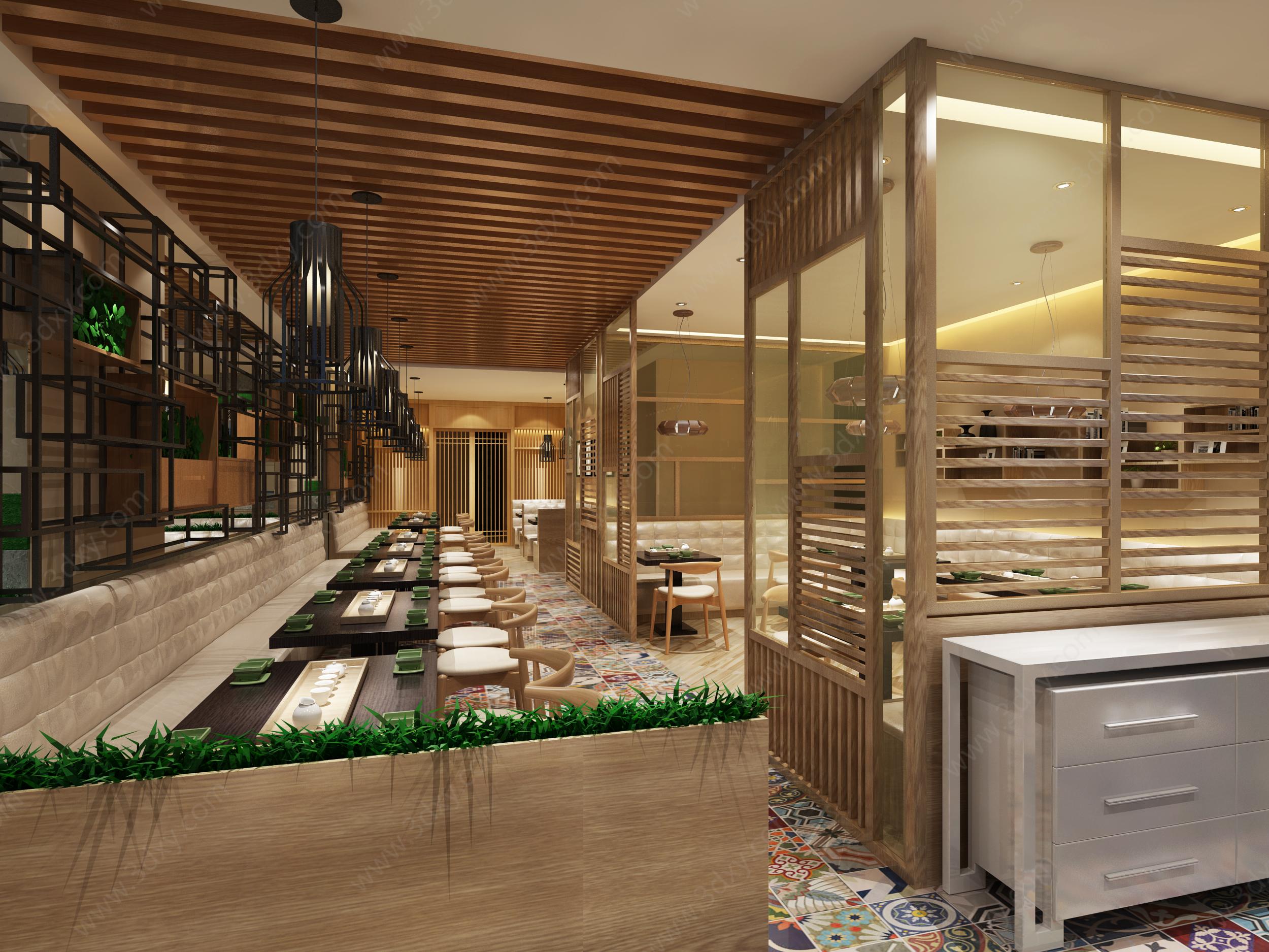 商业空间餐厅3D模型