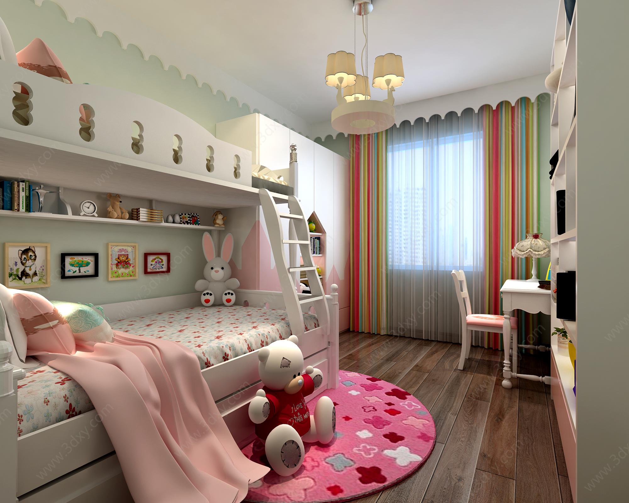 现代女孩房儿童房3D模型