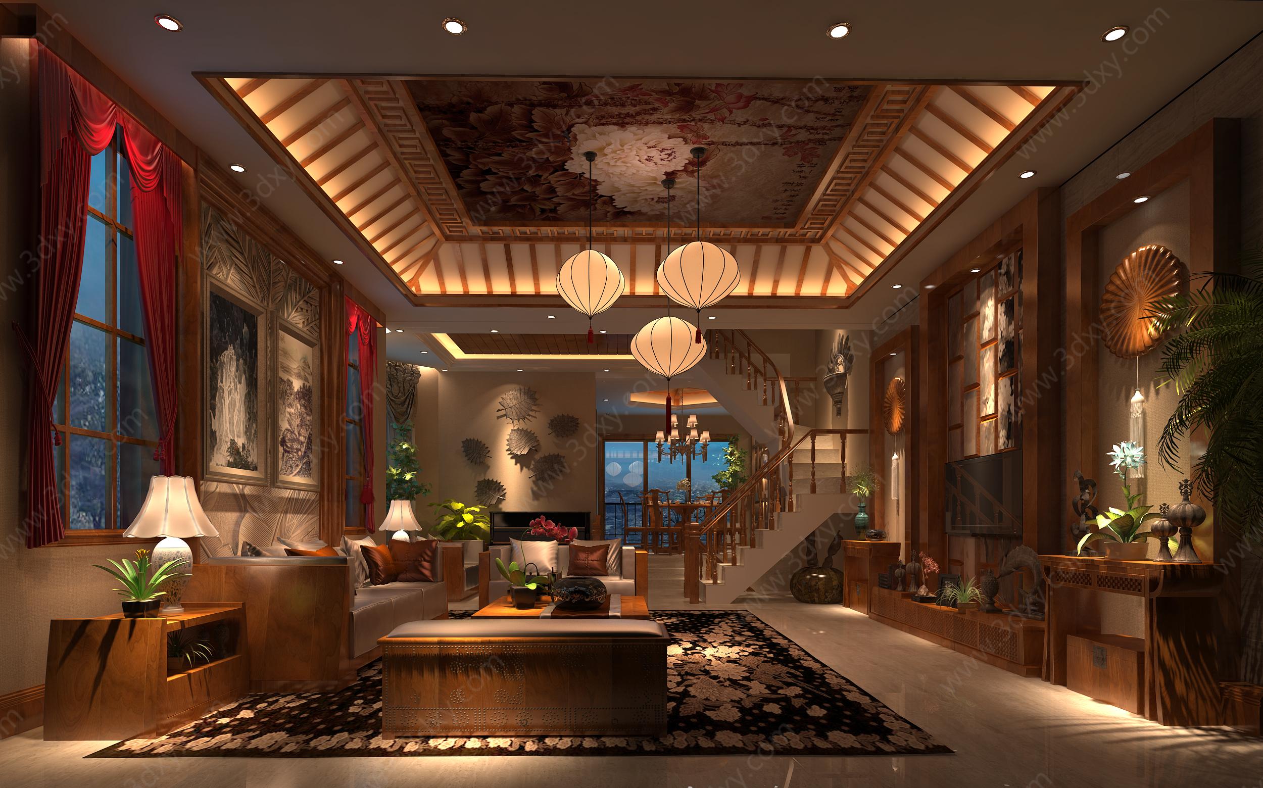 东南亚风格的客厅3D模型