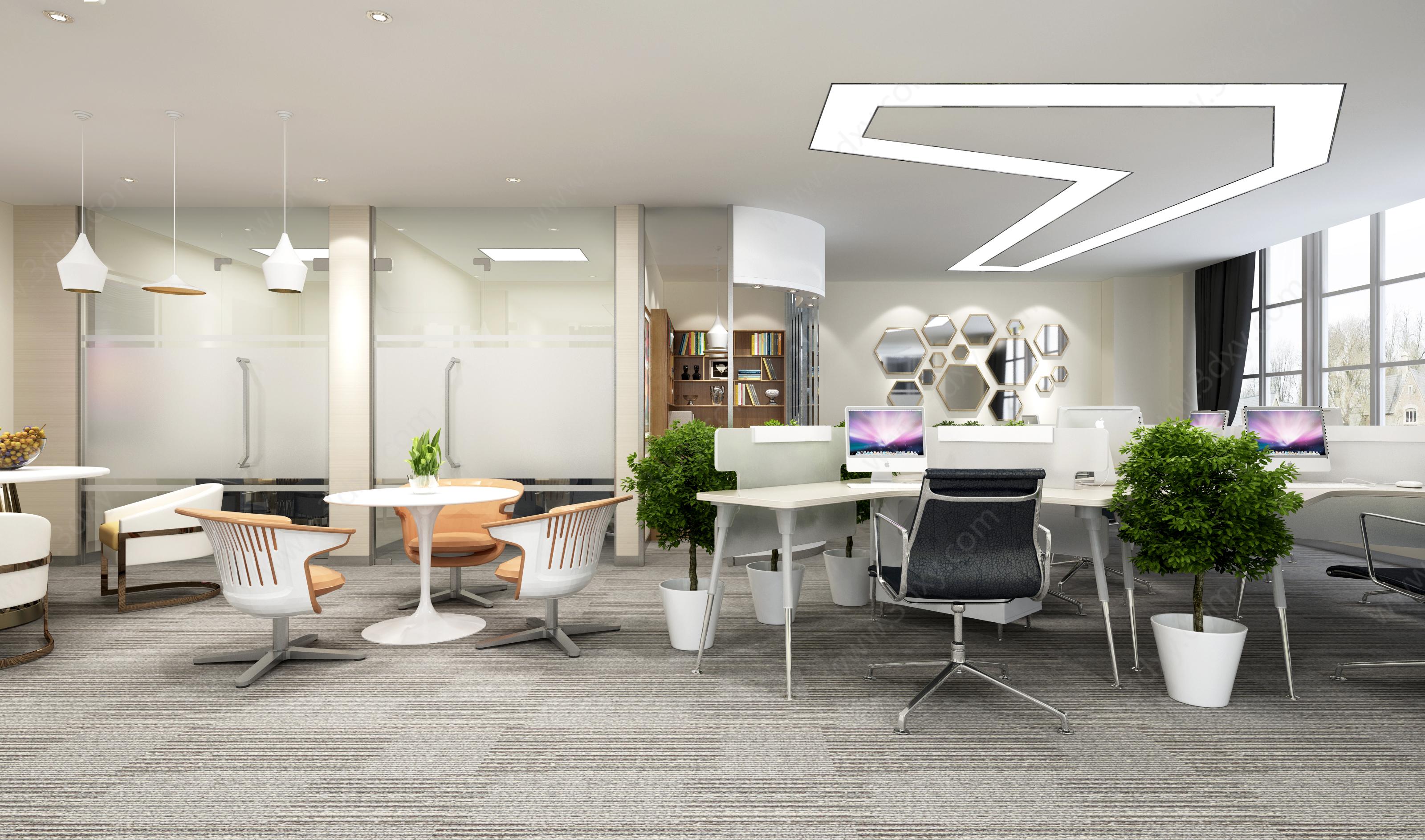 办公室办公空间办公区3D模型