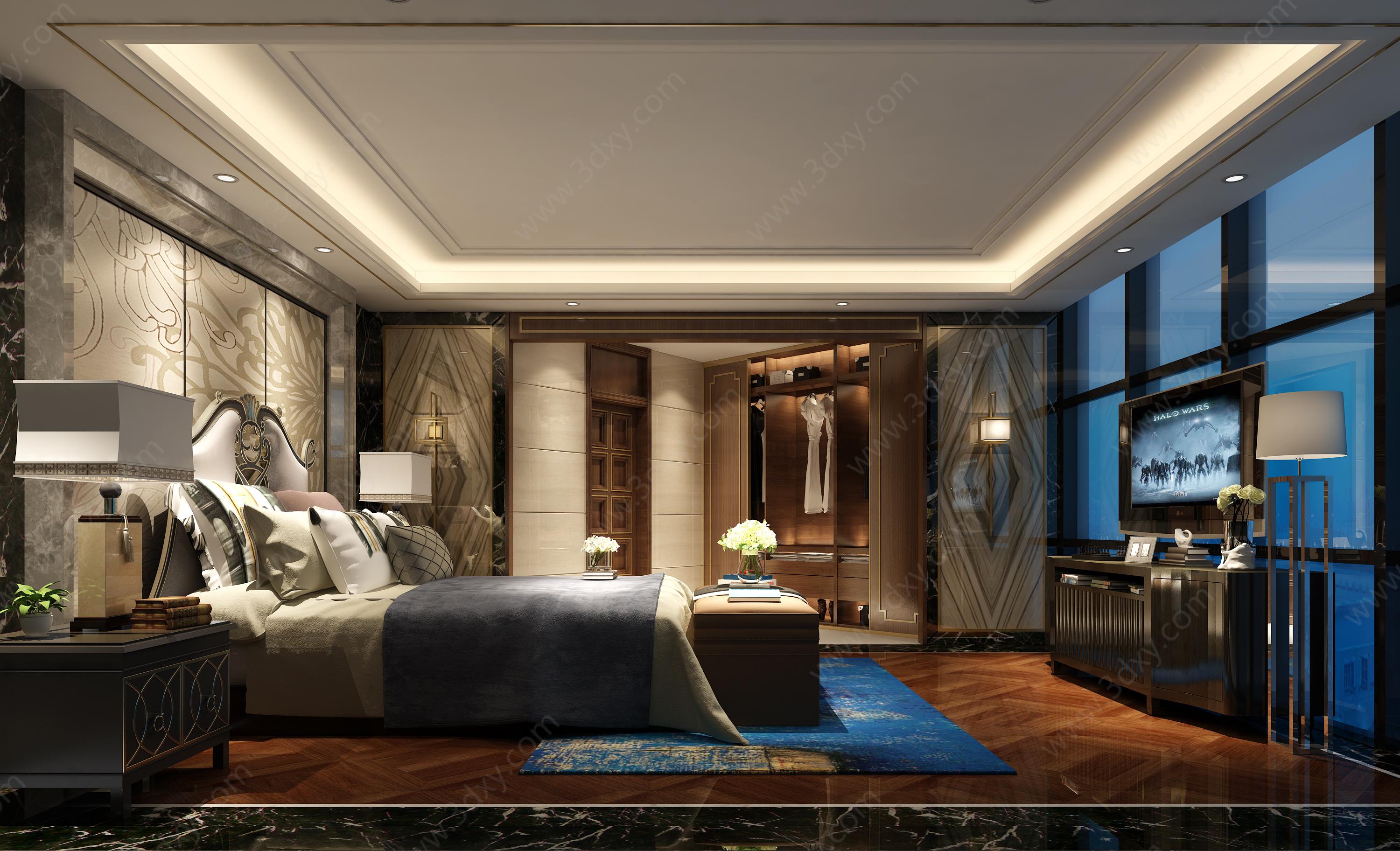 中式风格的卧室3D模型