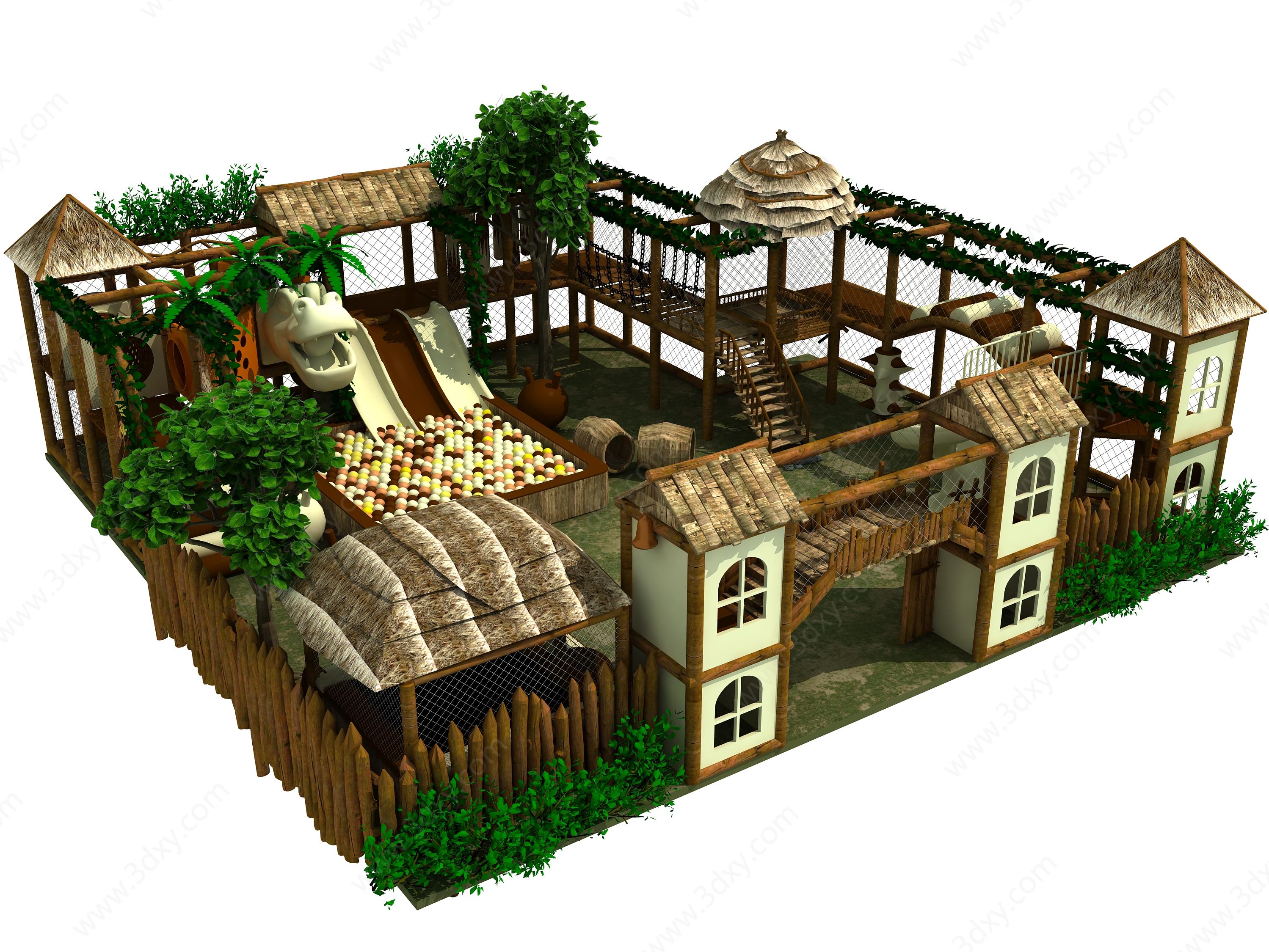 稻草风格淘气堡儿童乐园3D模型