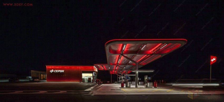 【建筑灵感】耀眼“红宝石”－CEPSA旗舰加油站