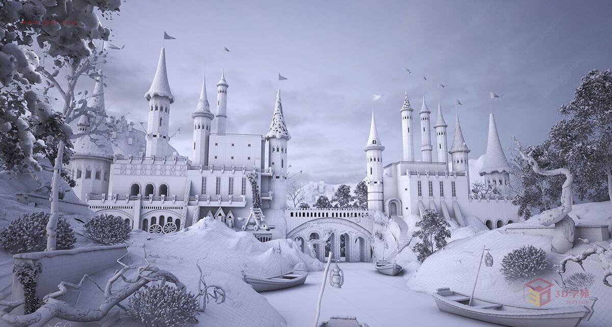 【雪后城堡】三维场景制作流程中文图文教程