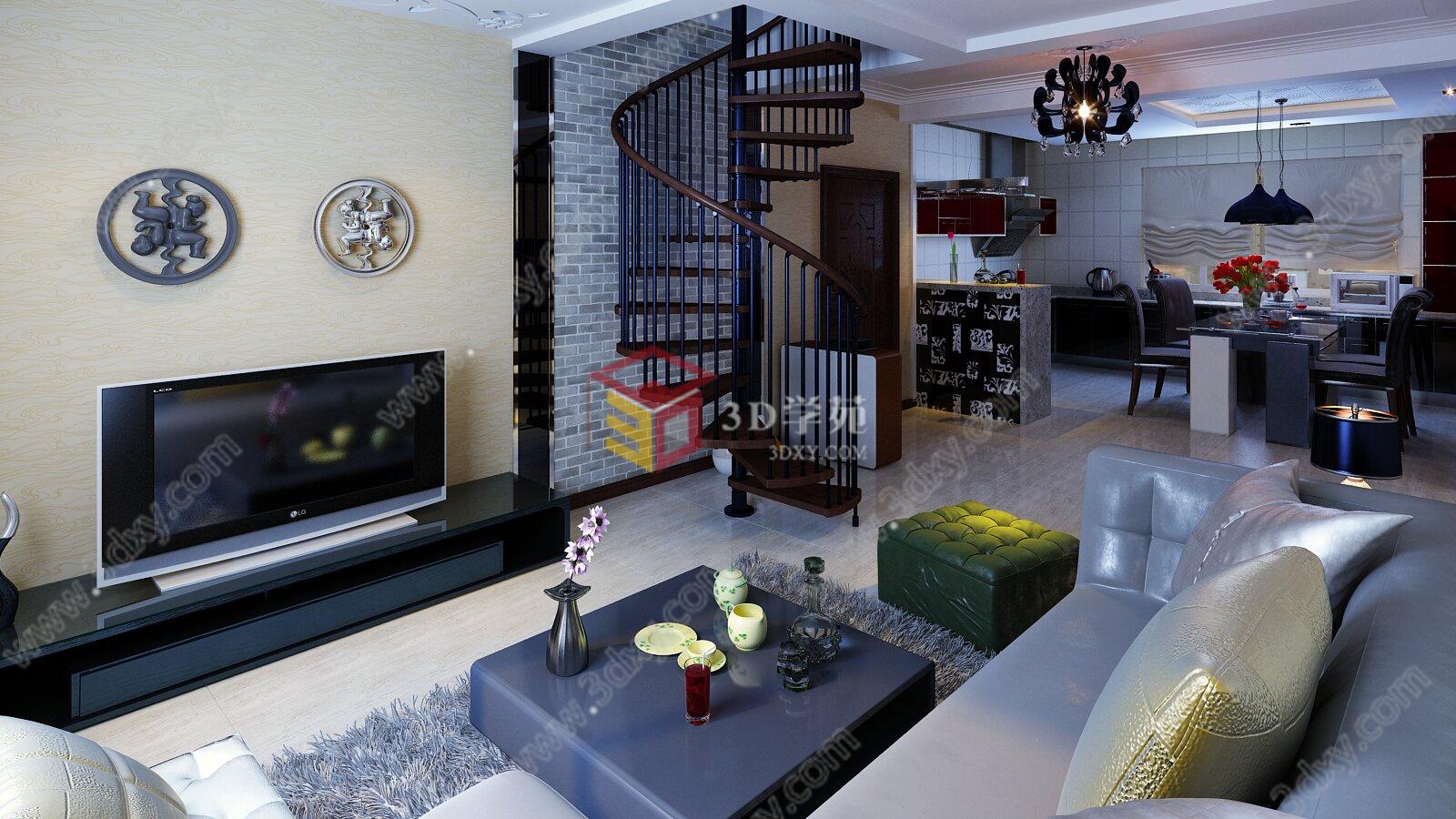现代风格客厅3D模型
