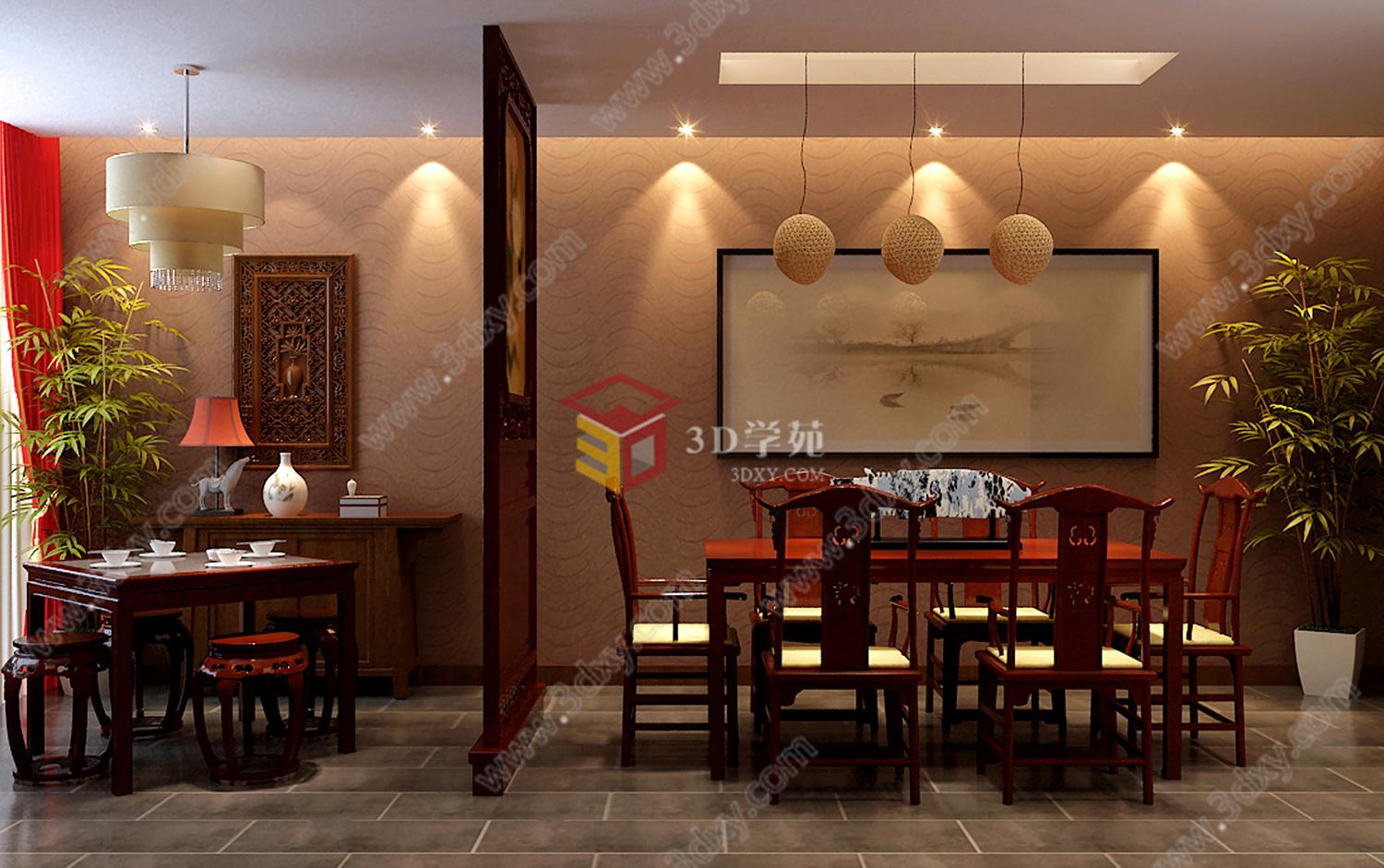 中式餐厅3D模型