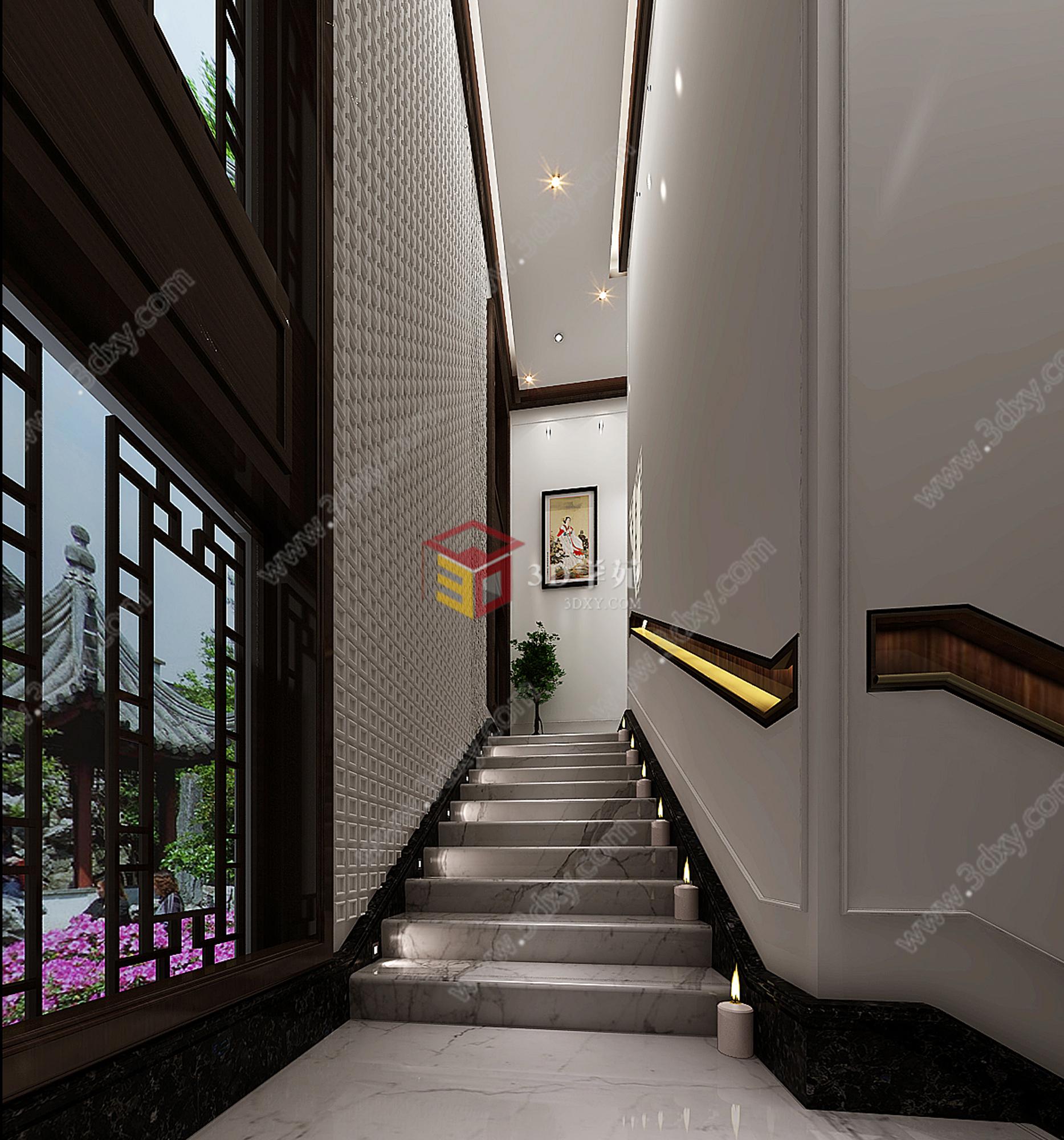 中式楼梯间3D模型