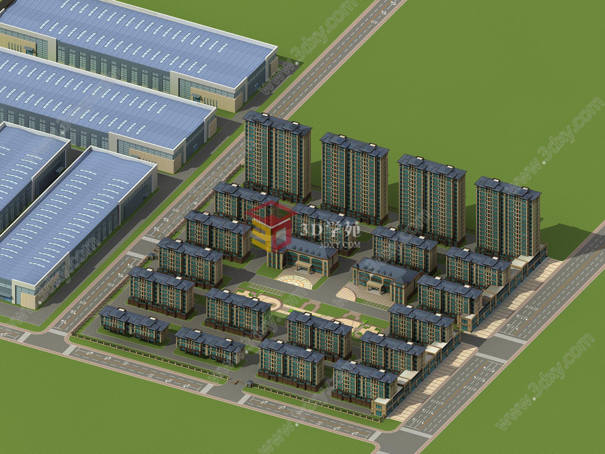 住宅厂房沿街3D模型