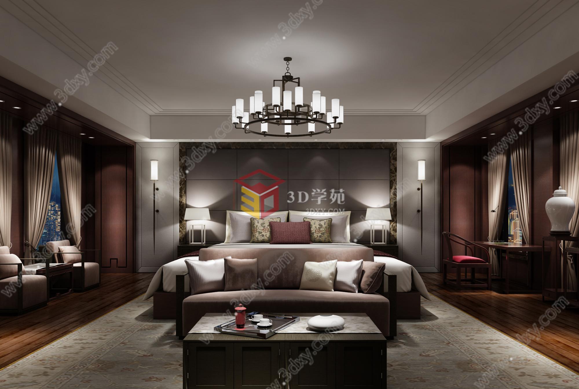 中式风格卧室3D模型