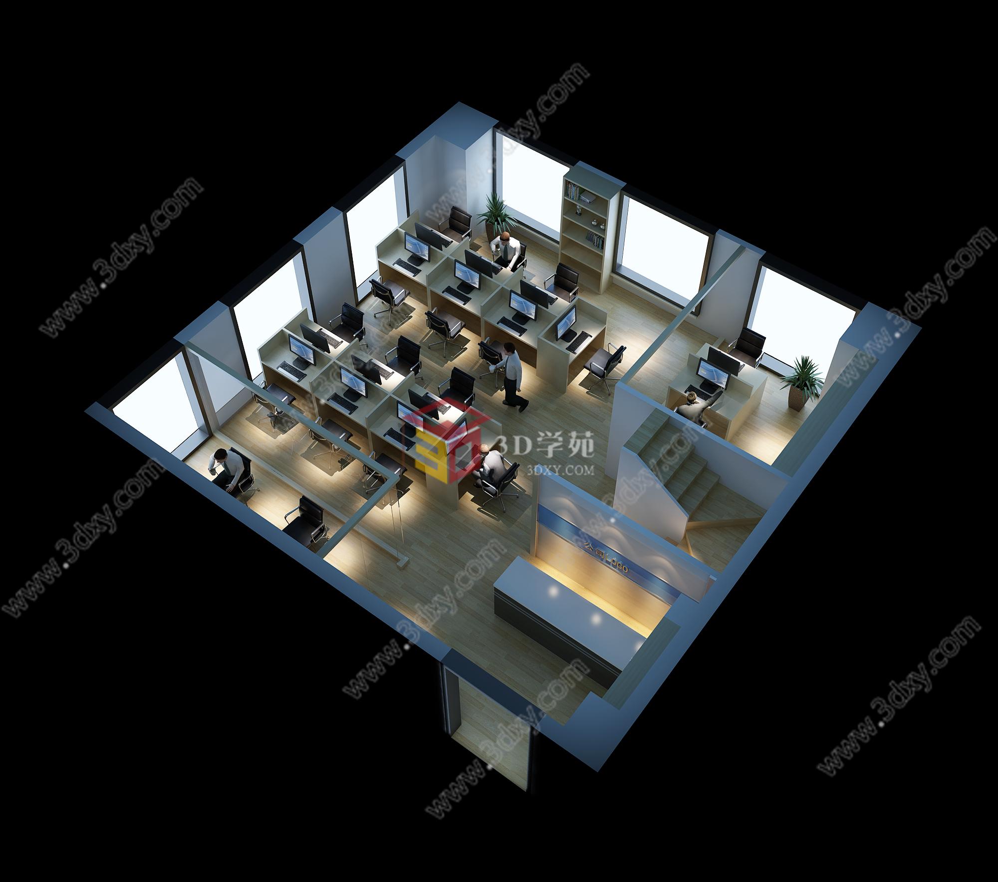办公空间3D模型