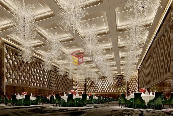 现代豪华宴会厅3D模型