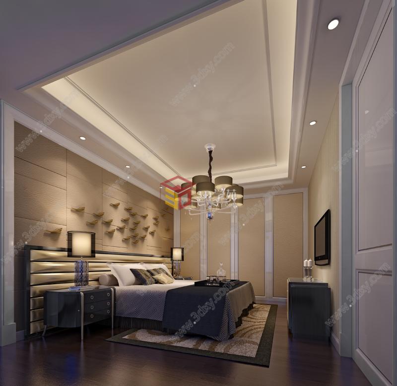 客厅、卧室及卫生间3D模型