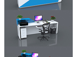 前台，办公桌，电脑桌展览模型